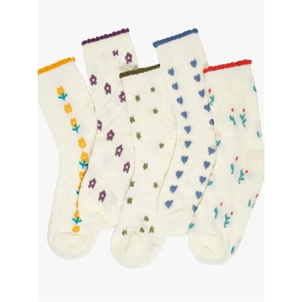 NEW Floral & Heart Socks - Pack of 5